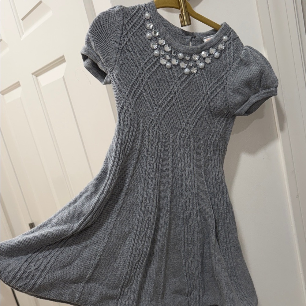 Gymboree Gray Holiday Dress with Pearl Accents